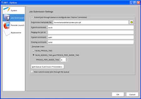 Screenshot of Options->Job Submission tab edit