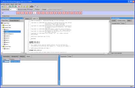 Screenshot of running debug session